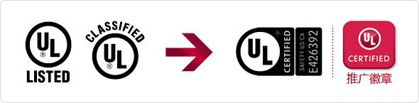 安耐特已使用升级版ul认证标志及徽章